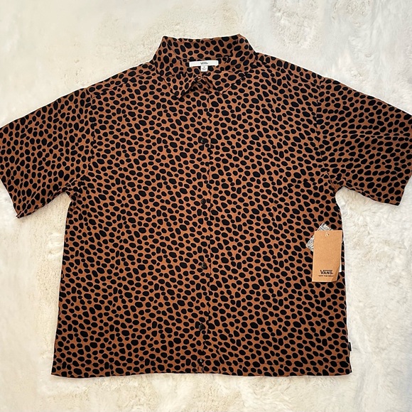 Vans Wild Woven Argan Oil Cheetah print Button Up Shirt, Size L - Picture 10 of 13